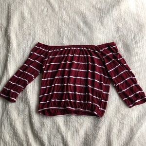 RED AND WHITE STRIPED TOP